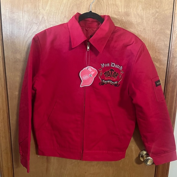 Von Dutch Red Zip-Up Jacket - Picture 3 of 9